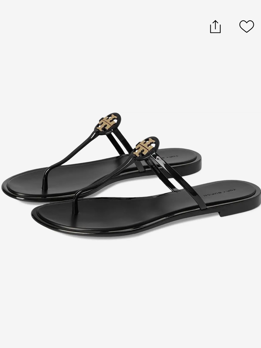 New Tory Burch Mini Miller Jelly Thong Sandal Black/Gold Size 10 $125